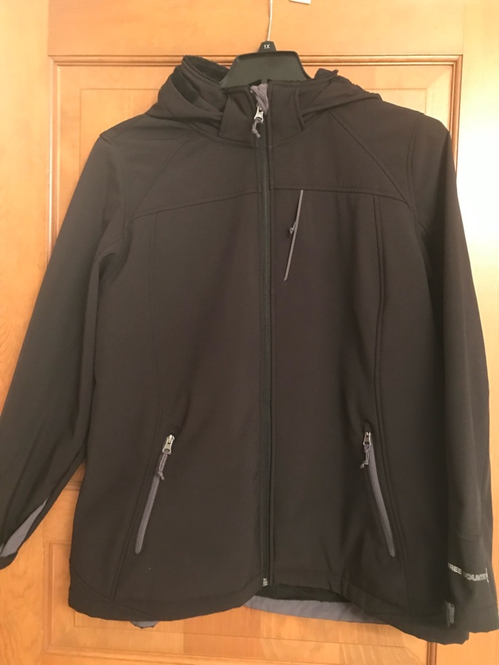 Black Hooded Softshell Jacket size 1X